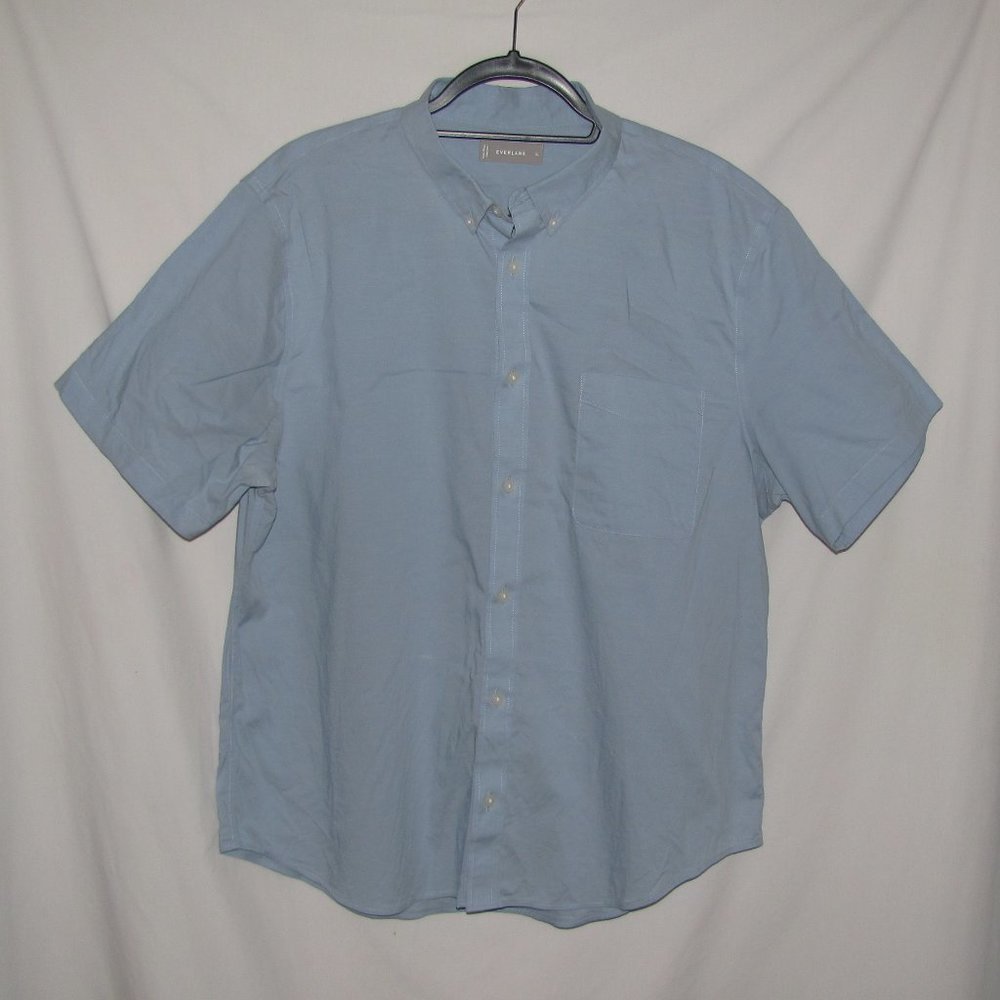 Mens' Everlane Short Sleeve Button Front Blue Shirt Size XL